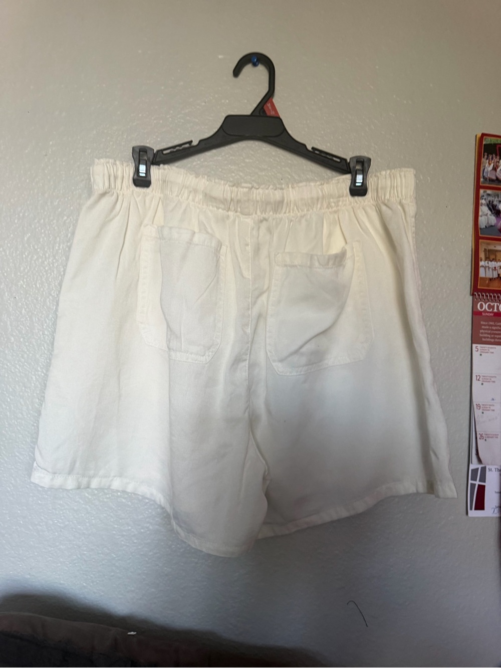 Time and Tru Ivory High-Waist Elastic Waistband Shorts